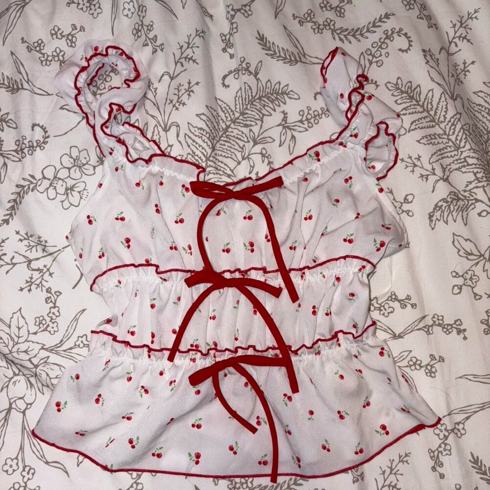 Women's Red and White Vest